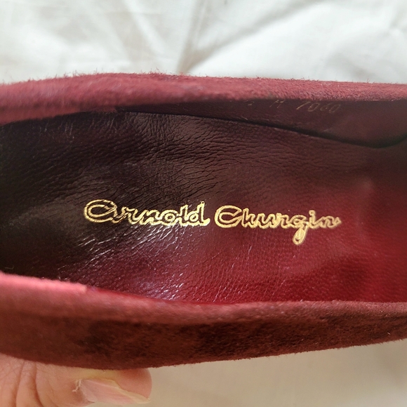 Arnold Churgin Burgundy Suede Heels, All Genuine Leather, Made in Spain - Picture 8 of 12